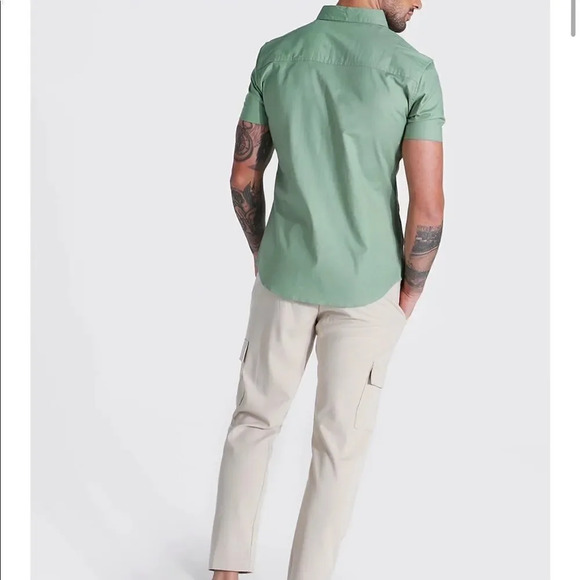 Short Sleeve Plain Oxford Muscle Shirt - Picture 3 of 10